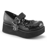 Demonia SPRITE-05 Black Spider Web Platform Mary Jane - Shoecup.com